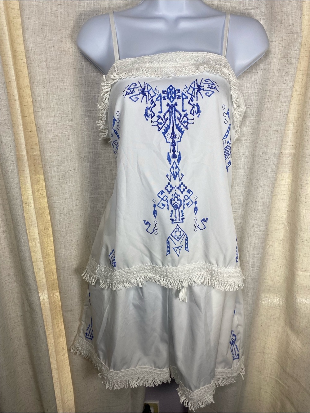 Chic Me Western Aztec Embroidered Cami Shorts Co-Ord Matching Set Medium